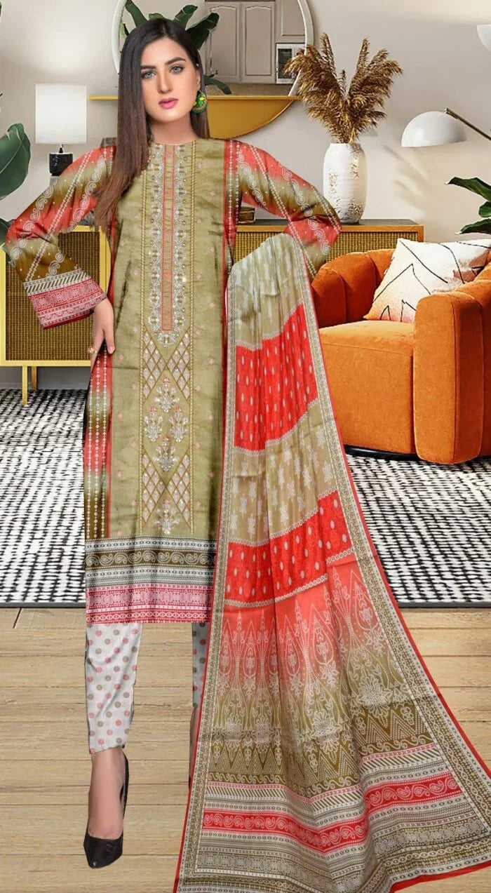 Eid special 3pc emb lawn  ES 522