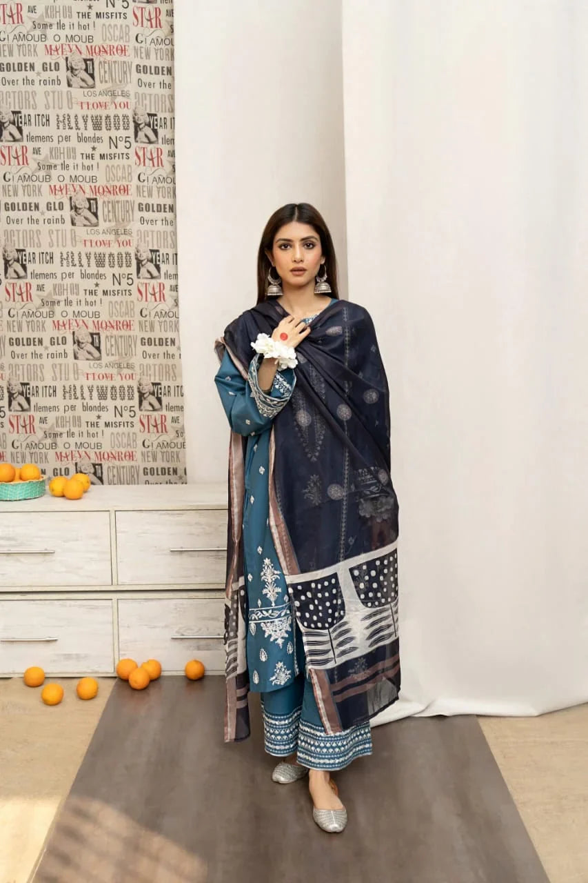 Eid special 3pc emb lawn ES 502