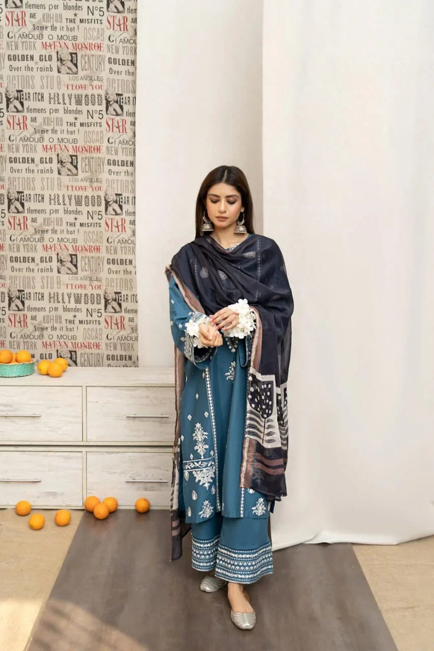 Eid special 3pc emb lawn ES 502