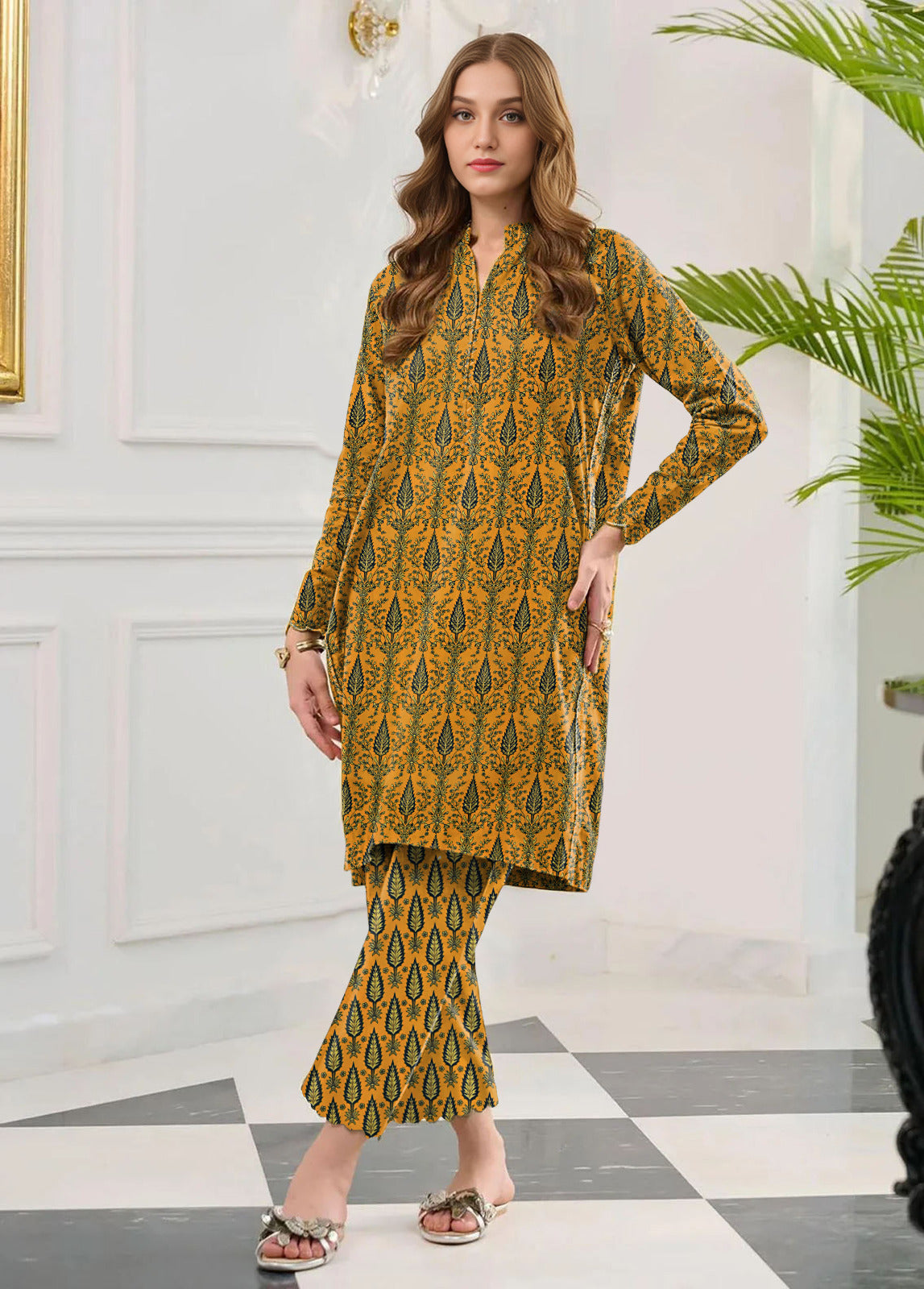 2 Pcs Unstitched Digital Print Suit AKS-011