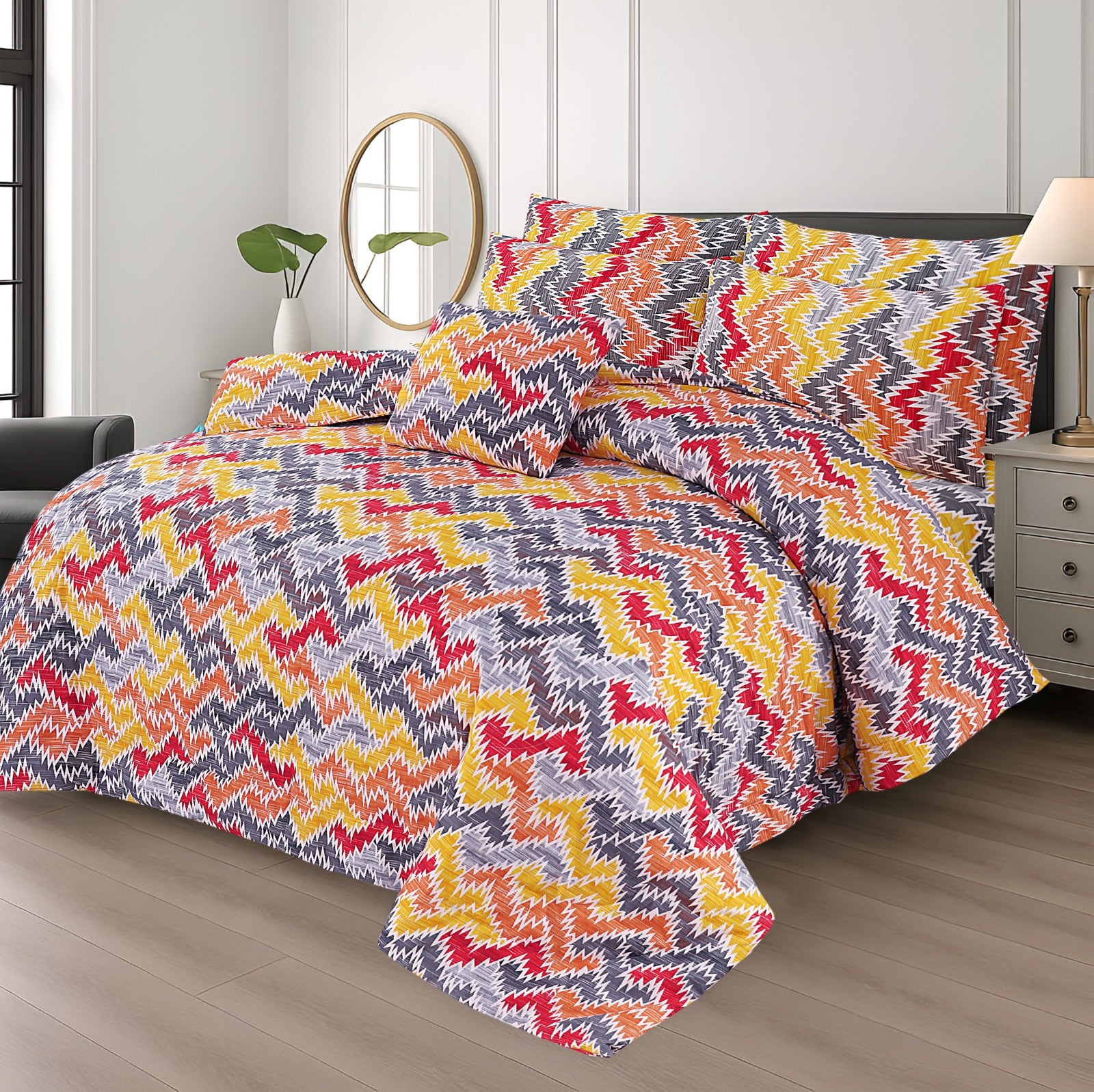 7 Pcs Comforter Set King Size Design KCC 074